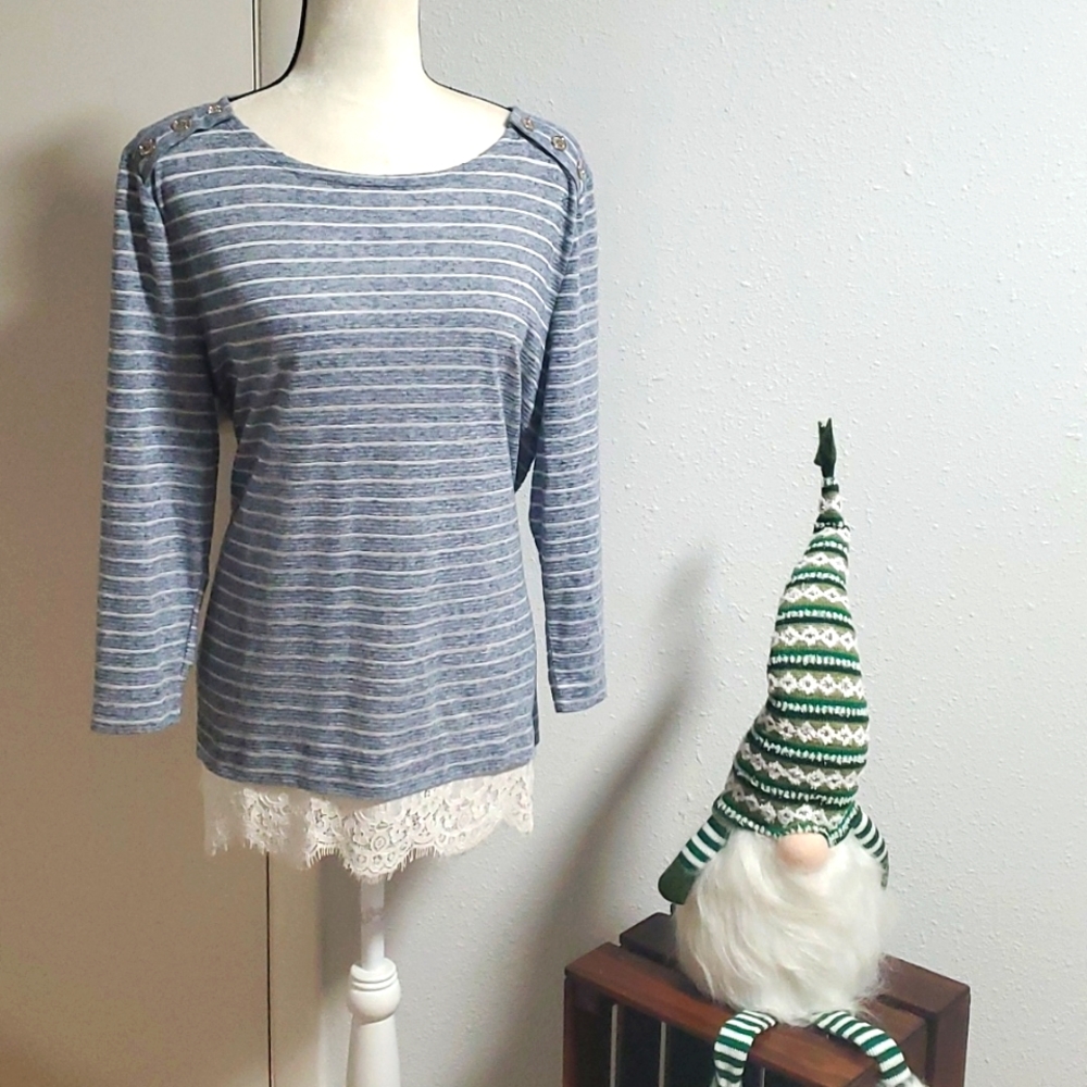 Karl Lagerfeld Paris Boat Neck Stripped Top
